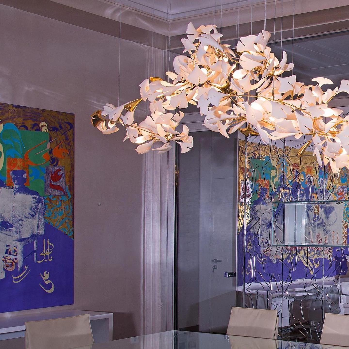 Olivia Ceramic Gingko Leaf Chandelier   Organic Curves