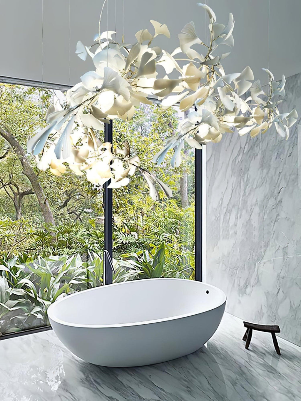 Olivia Ceramic Gingko Leaf Chandelier   Organic Curves