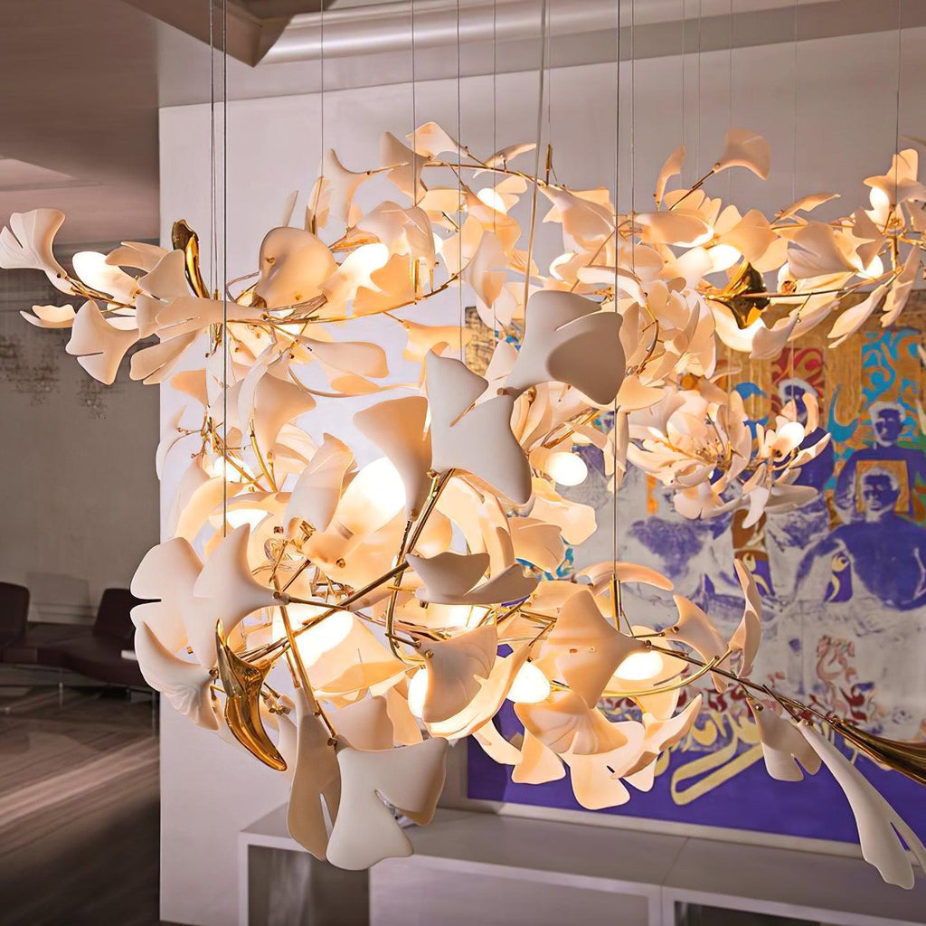 Olivia Ceramic Gingko Leaf Chandelier   Organic Curves