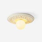 Ivorelle Vintage Carved Ceiling Light with Globe Shade