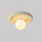 Ivorelle Vintage Carved Ceiling Light with Globe Shade