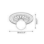 Ivorelle Vintage Carved Ceiling Light with Globe Shade