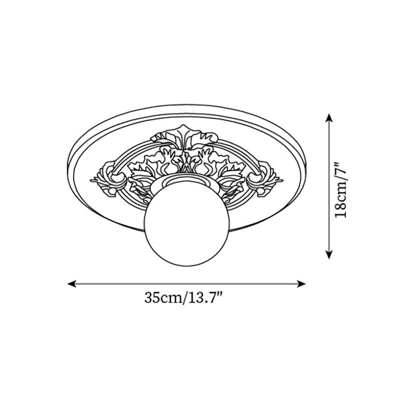 Ivorelle Vintage Carved Ceiling Light with Globe Shade
