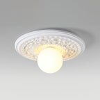 Ivorelle Vintage Carved Ceiling Light with Globe Shade