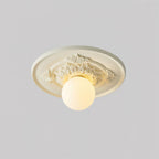 Ivorelle Vintage Carved Ceiling Light with Globe Shade
