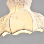 Pendant Lamp Metal and Wood Fabric Vintage Floral Elegant