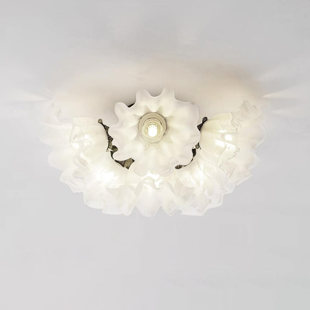 Ceiling Light Petal Shades Wavy Glass Bloom Elegant Floral