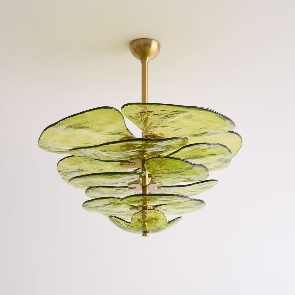 Lotus Chandelier Glass Contemporary Leaf Layered
