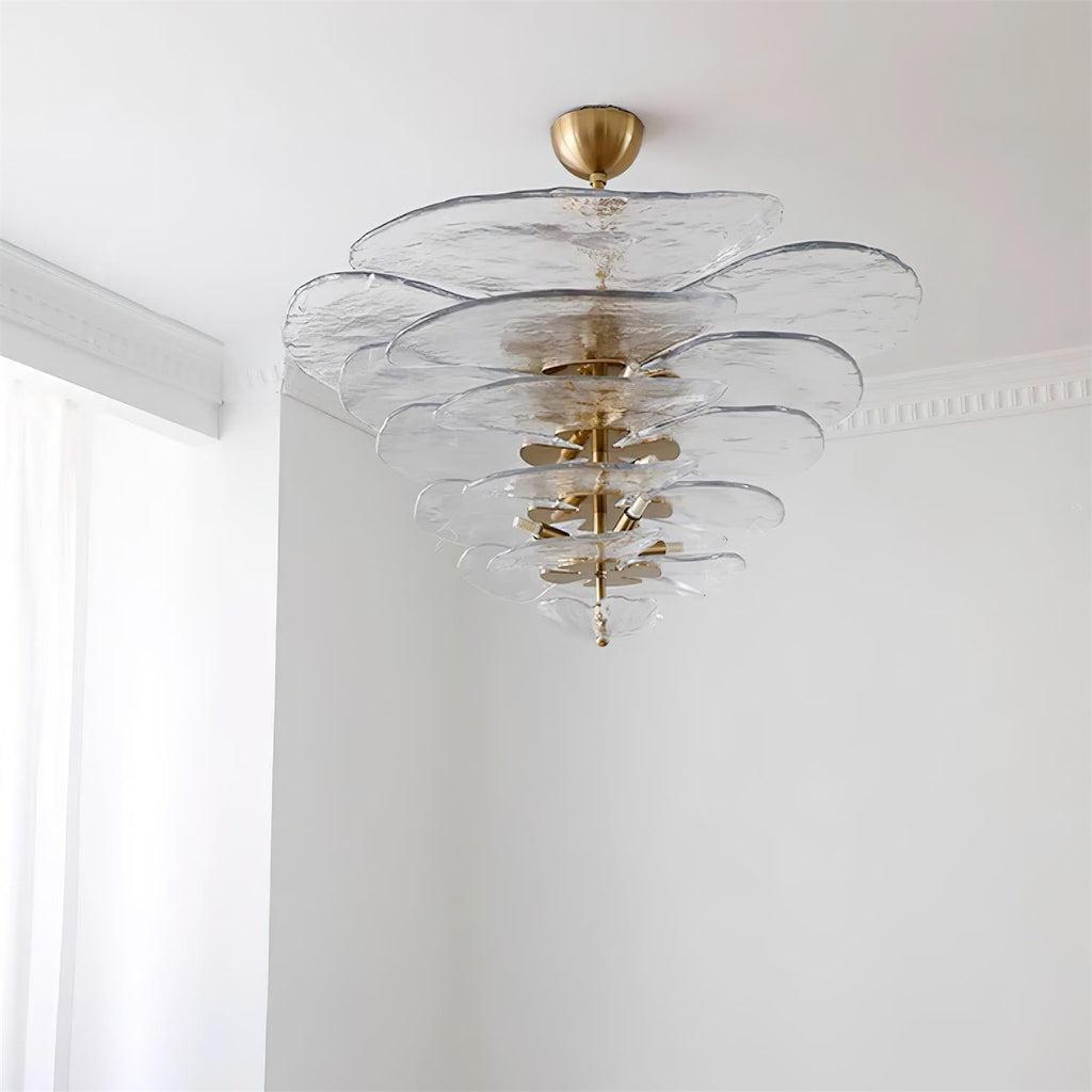 Lotus Chandelier Glass Contemporary Leaf Layered