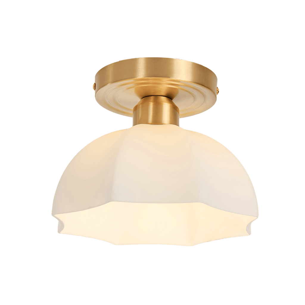 Avelin Brass Base and Opal Glass Flush Mount Ceiling Light