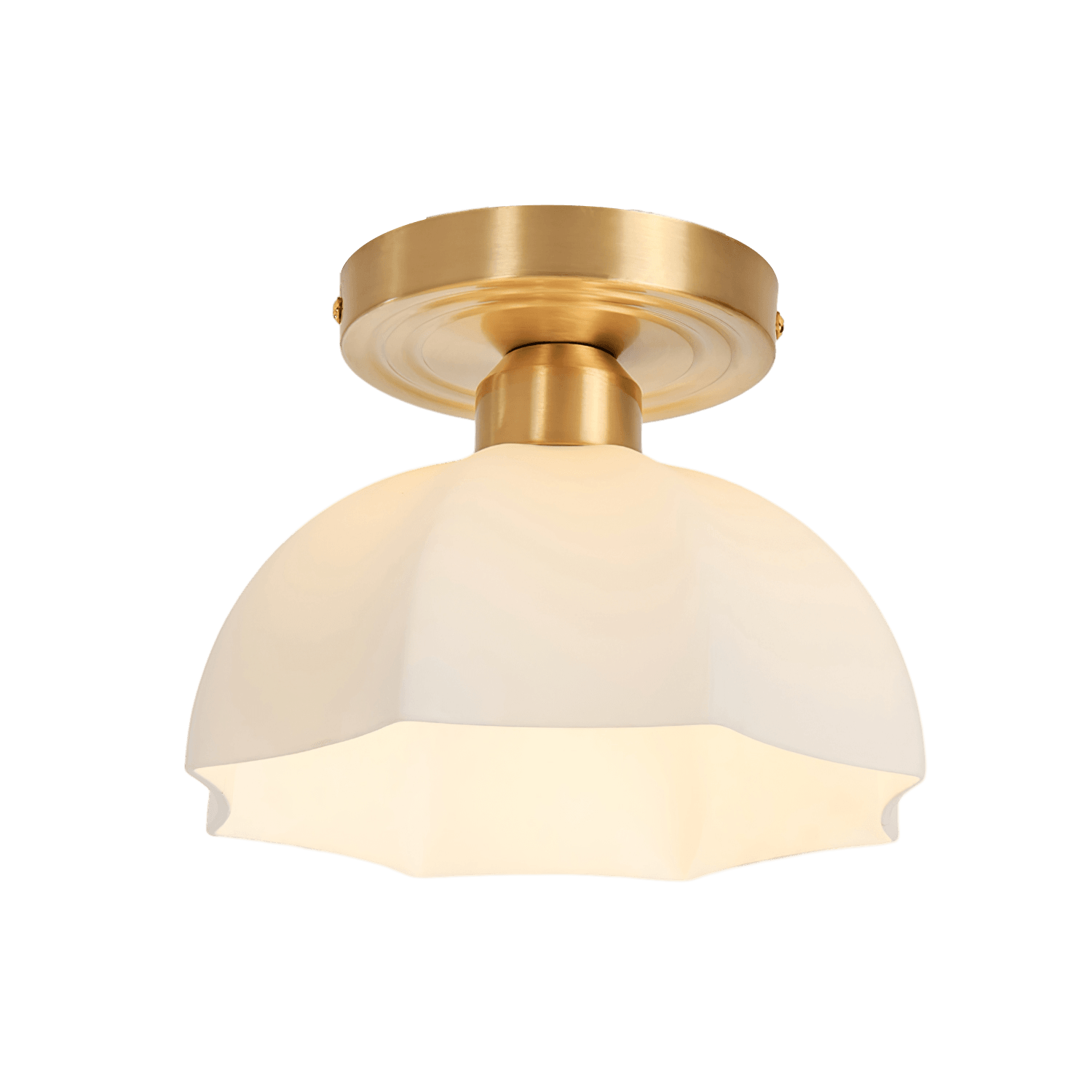 Avelin Brass Base and Opal Glass Flush Mount Ceiling Light