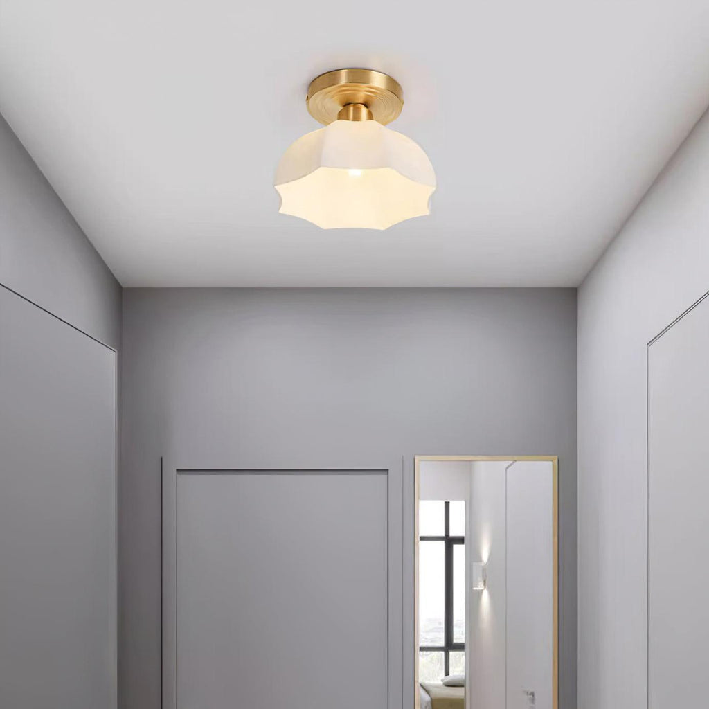 Avelin Brass Base and Opal Glass Flush Mount Ceiling Light