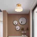 Avelin Brass Base and Opal Glass Flush Mount Ceiling Light