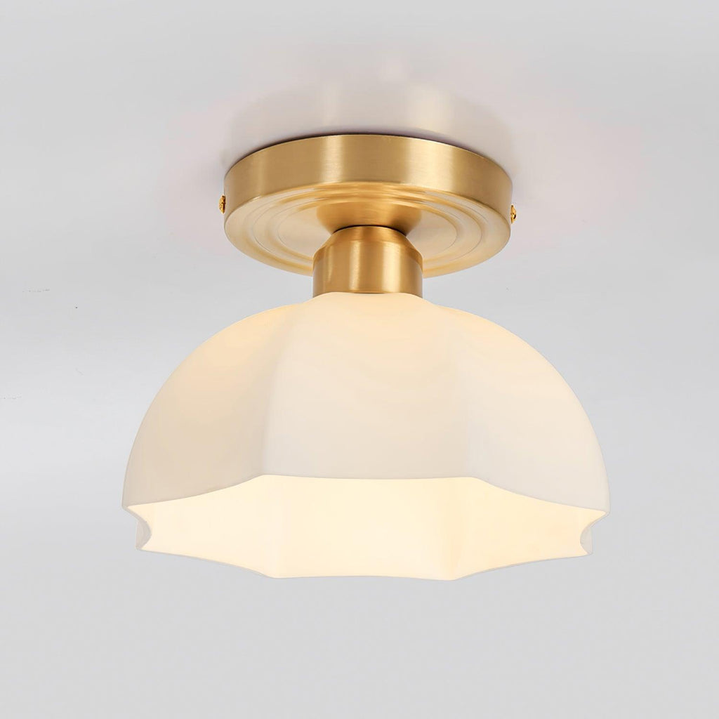 Avelin Brass Base and Opal Glass Flush Mount Ceiling Light