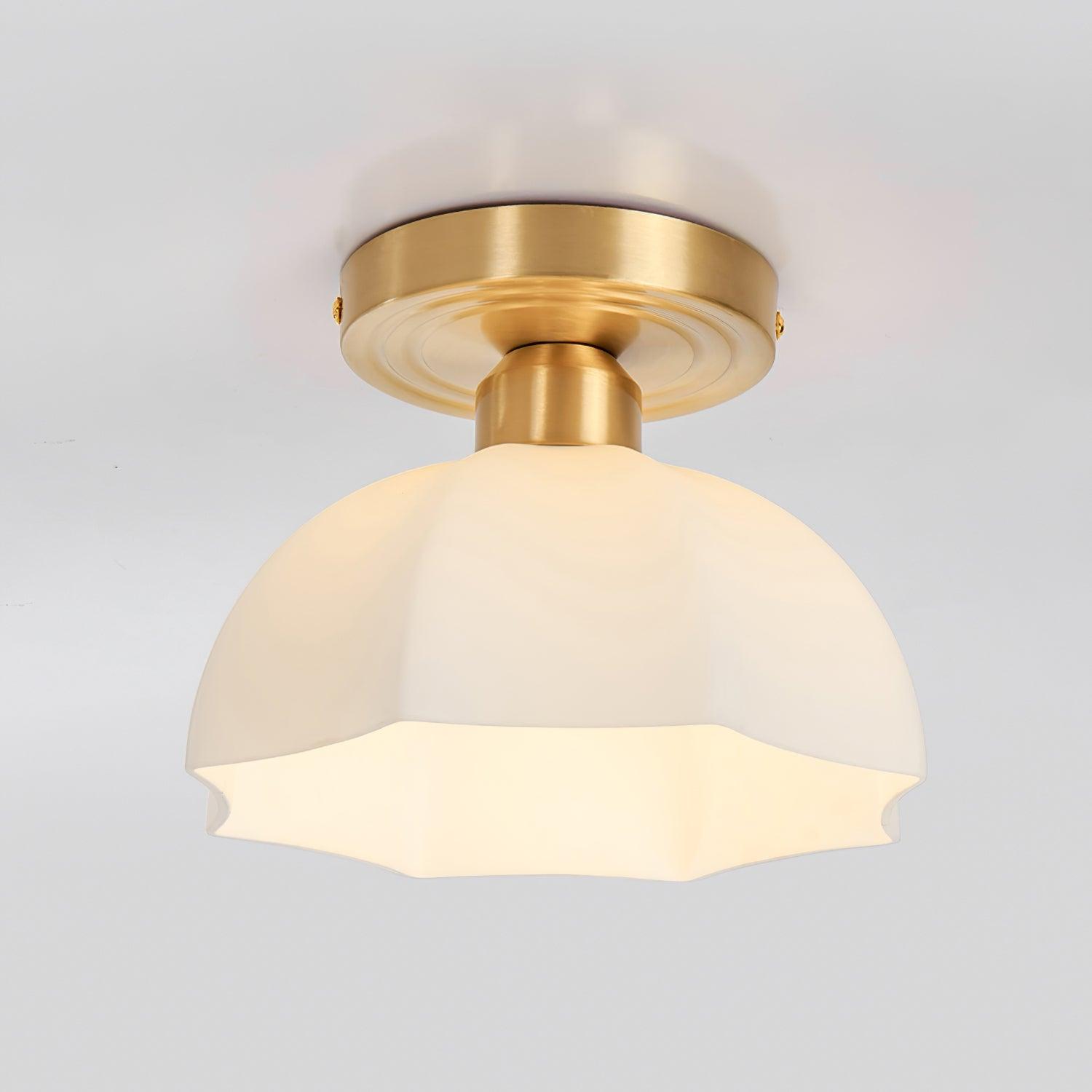 Avelin Brass Base and Opal Glass Flush Mount Ceiling Light