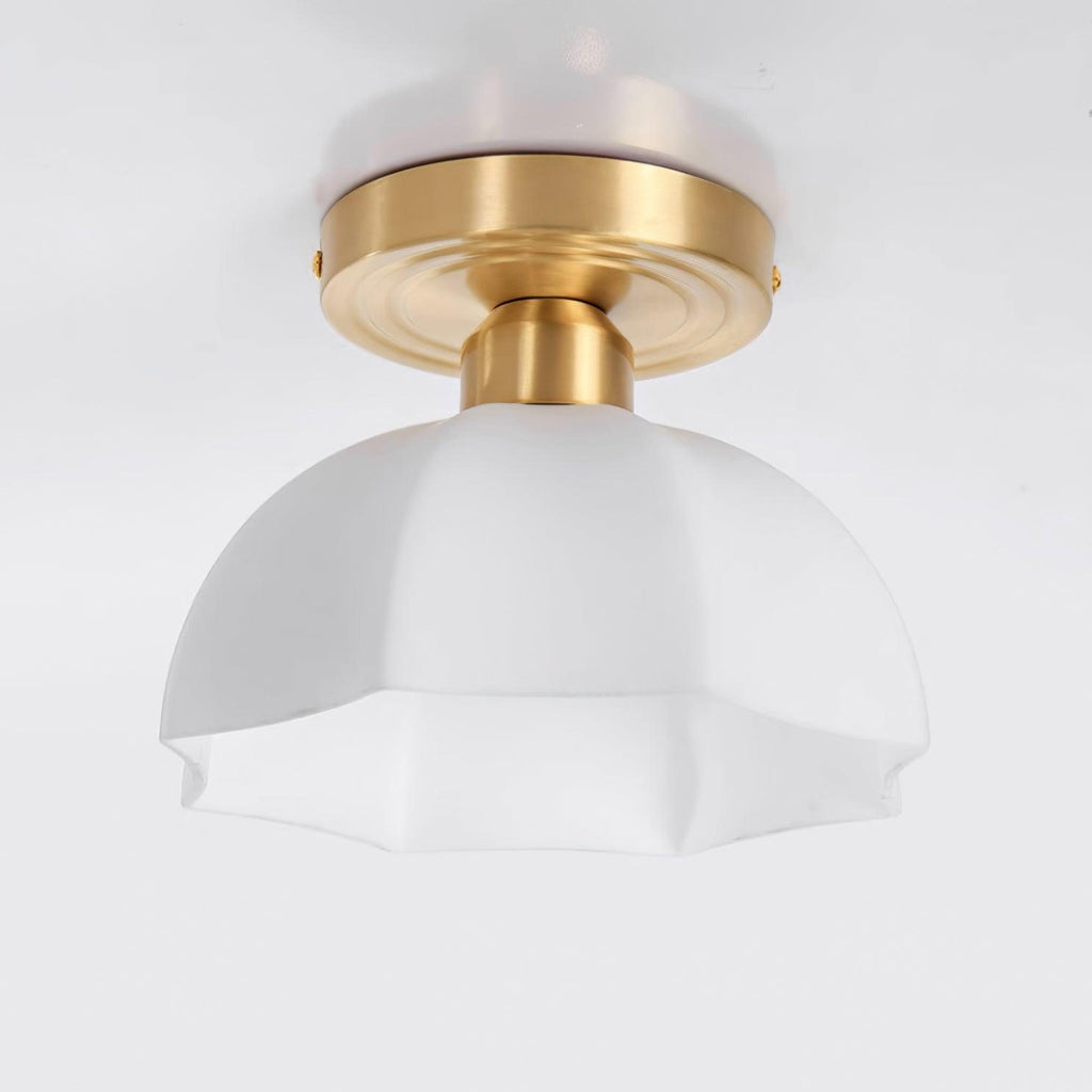 Avelin Brass Base and Opal Glass Flush Mount Ceiling Light