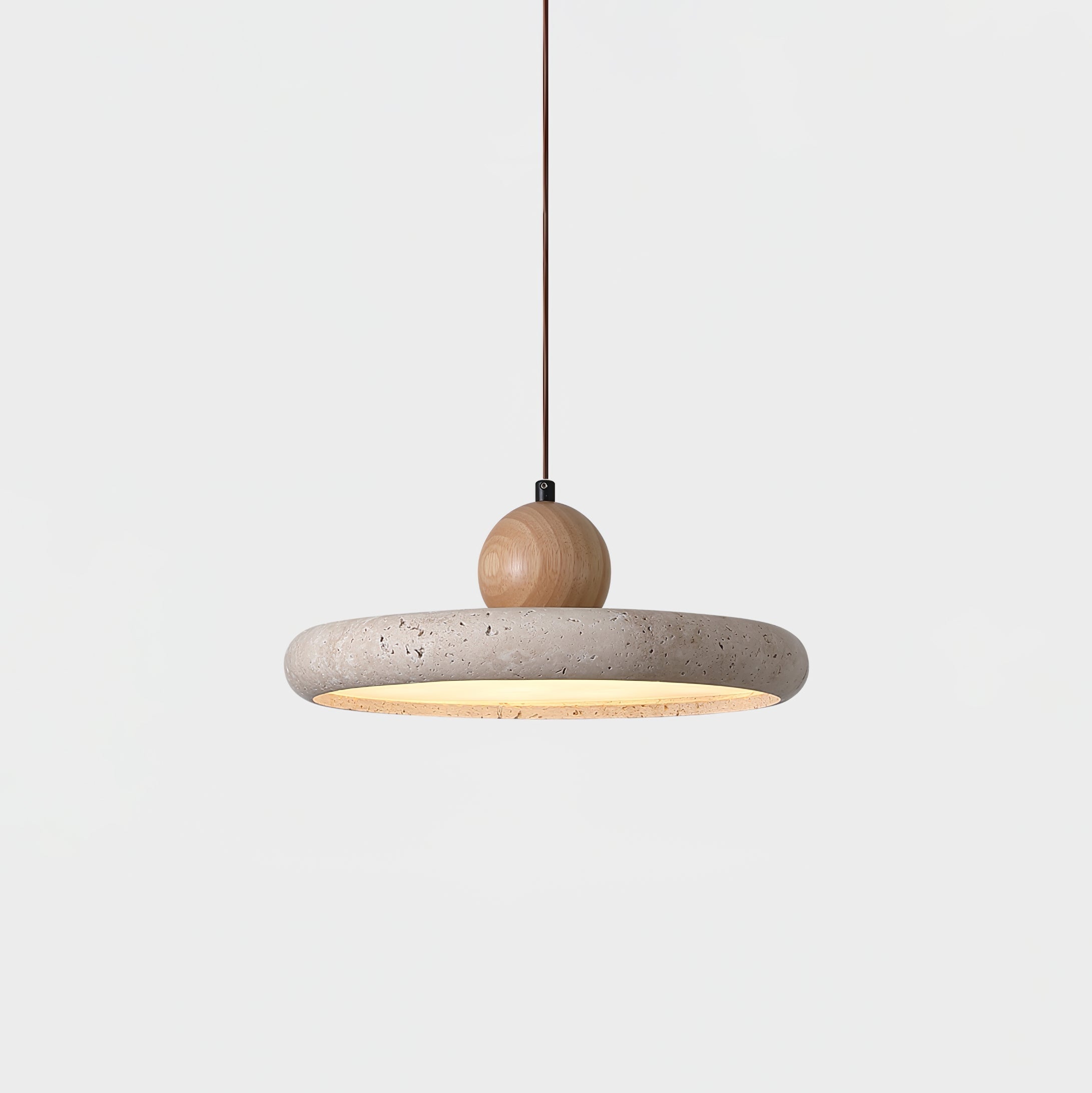 Opalyn Travertine & Wood Pendant Light