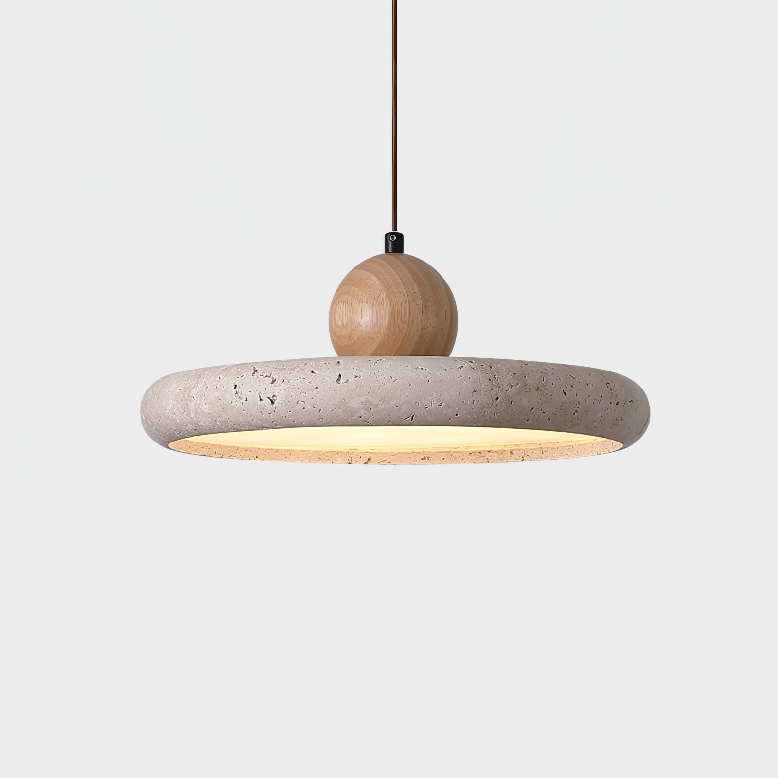 Opalyn Travertine & Wood Pendant Light