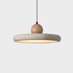 Opalyn Travertine & Wood Pendant Light