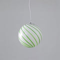 Pendant Lamp Glass Globe Light with Green Swirl Stripes