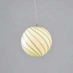 Pendant Lamp Glass Globe Light with Green Swirl Stripes