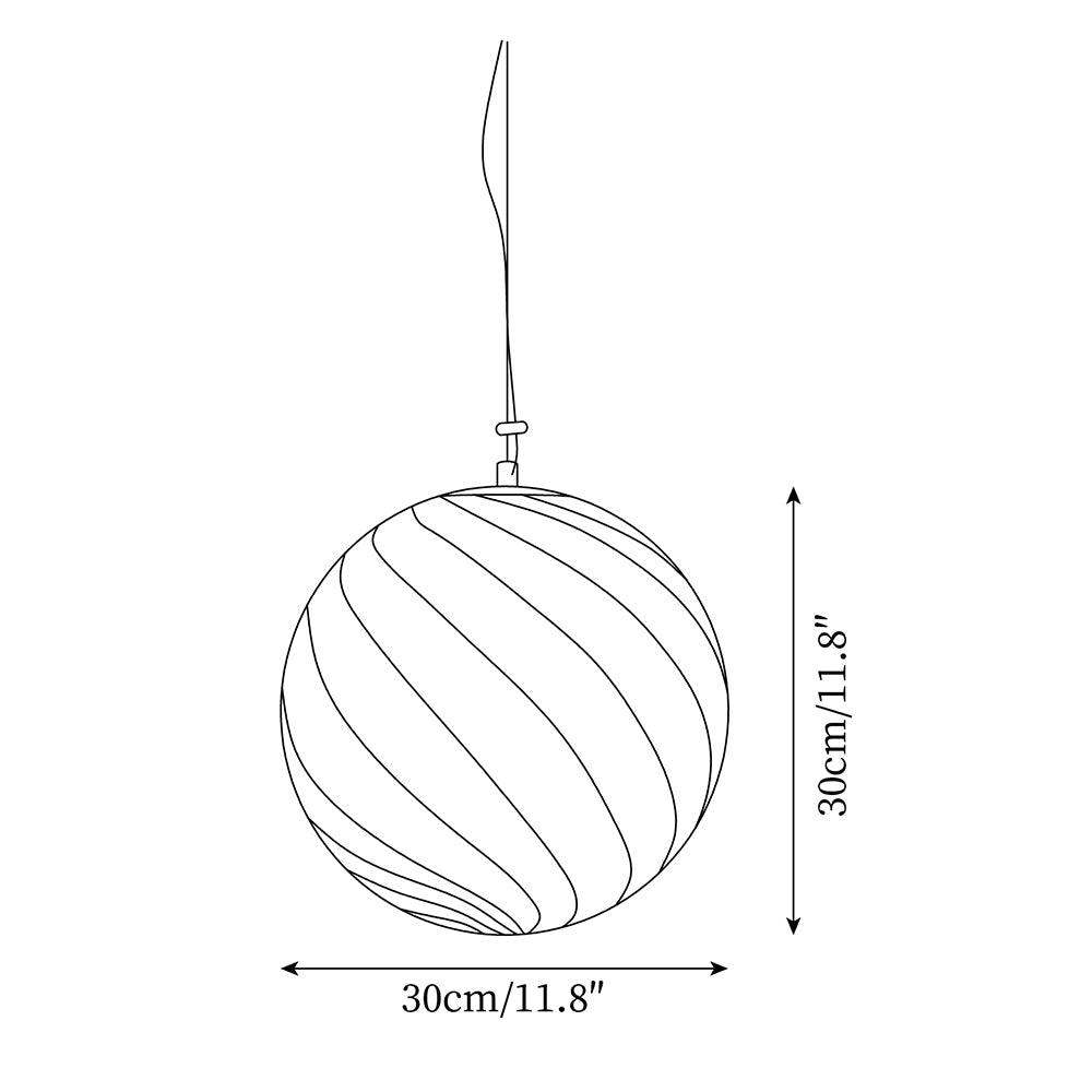 Pendant Lamp Glass Globe Light with Green Swirl Stripes