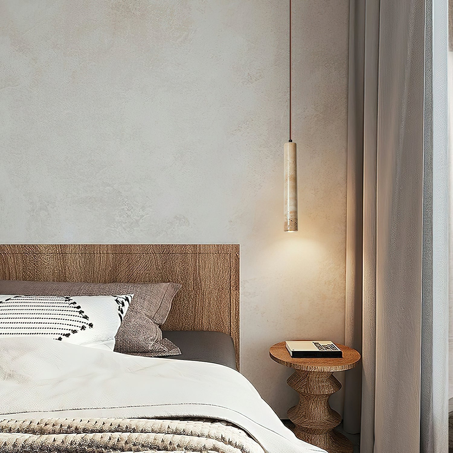 Olvynarae Cylindrical Travertine Pendant Light