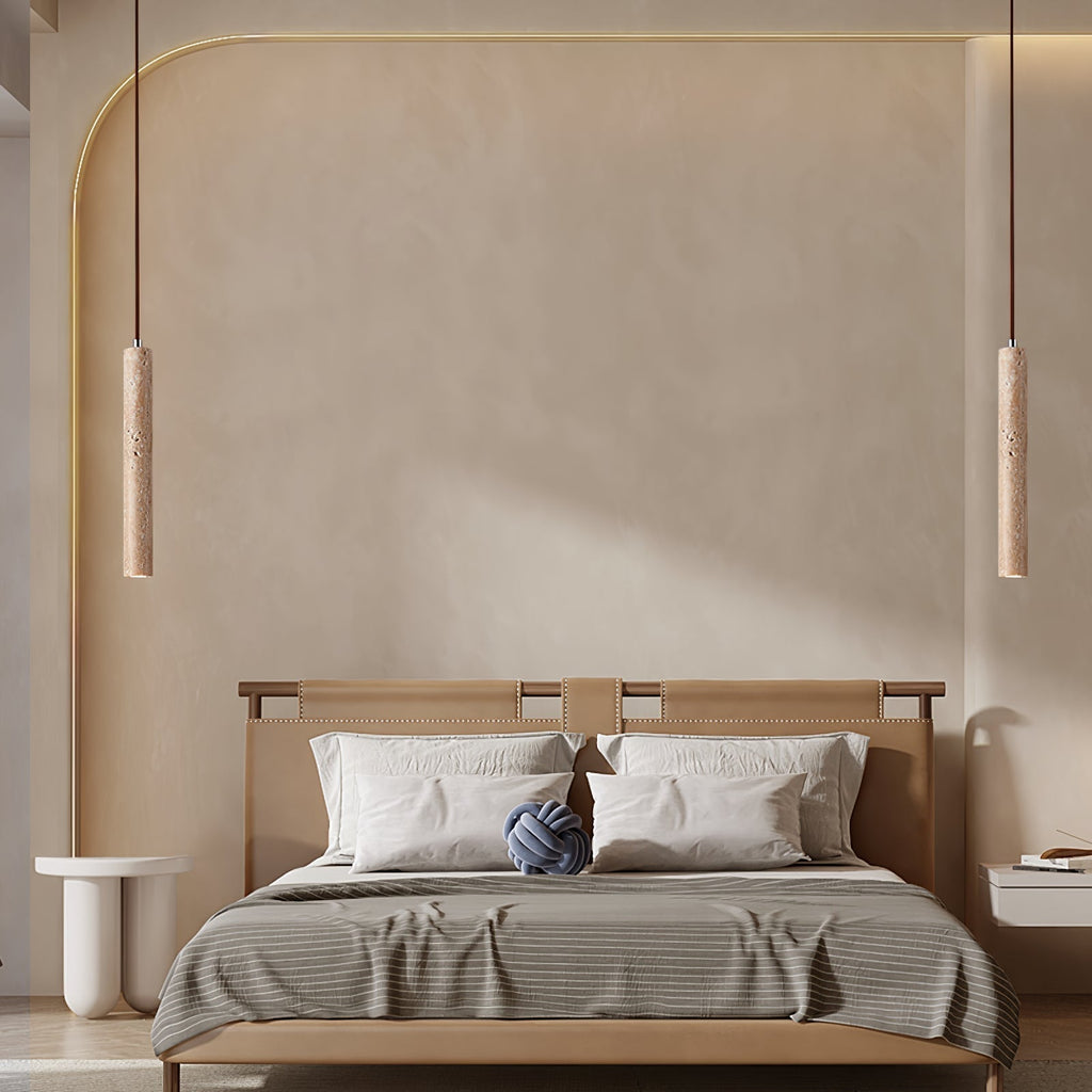 Olvynarae Cylindrical Travertine Pendant Light