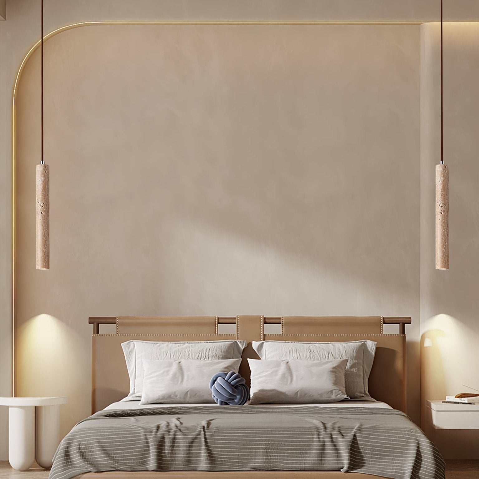 Olvynarae Cylindrical Travertine Pendant Light