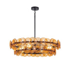 Aurora Chandelier Amber Pressed Glass Disc Round