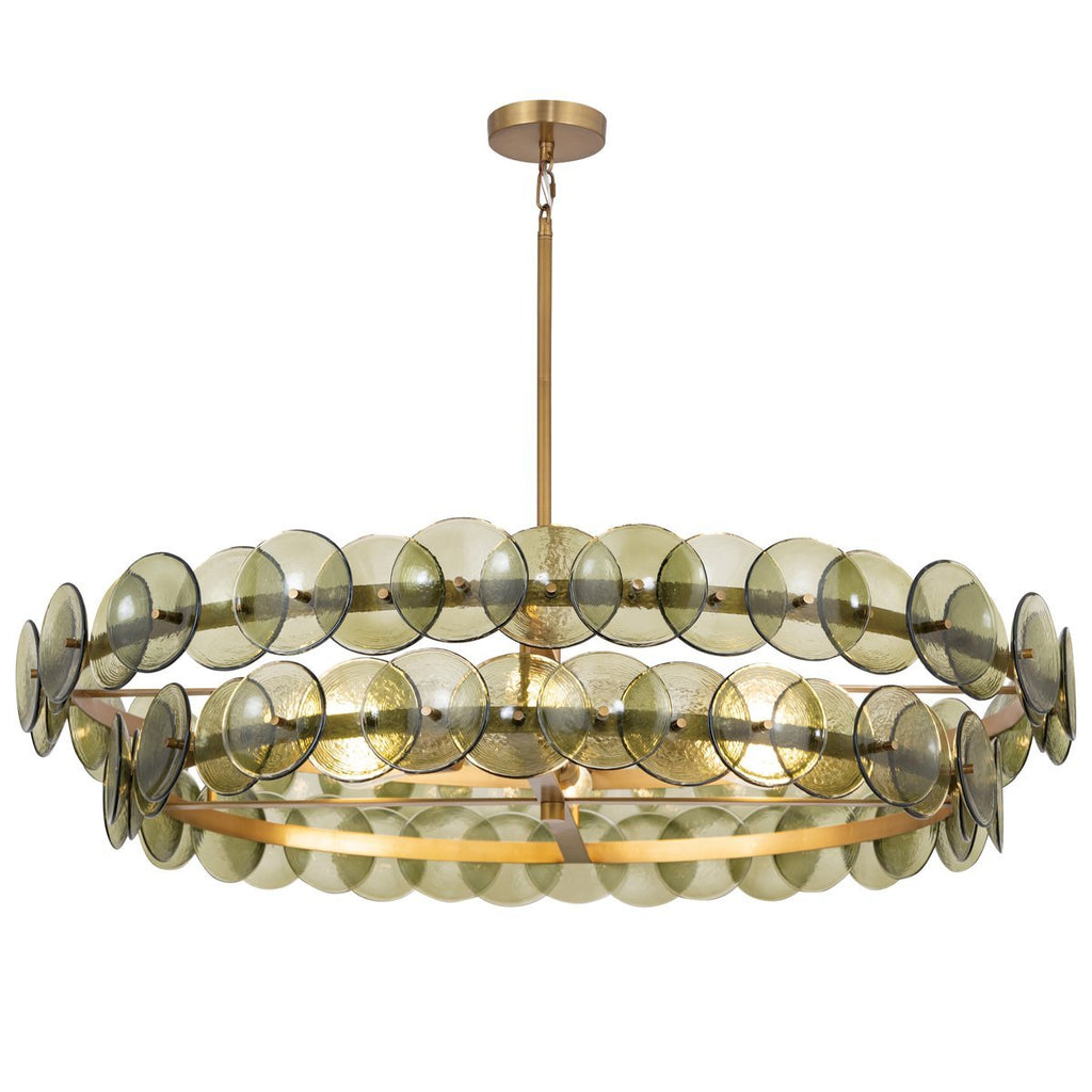 Aurora Chandelier Amber Pressed Glass Disc Round