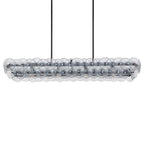 Aurora Chandelier Linear Amber Pressed Glass Disc Modern