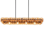 Aurora Chandelier Linear Amber Pressed Glass Disc Modern