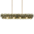 Aurora Chandelier Linear Amber Pressed Glass Disc Modern