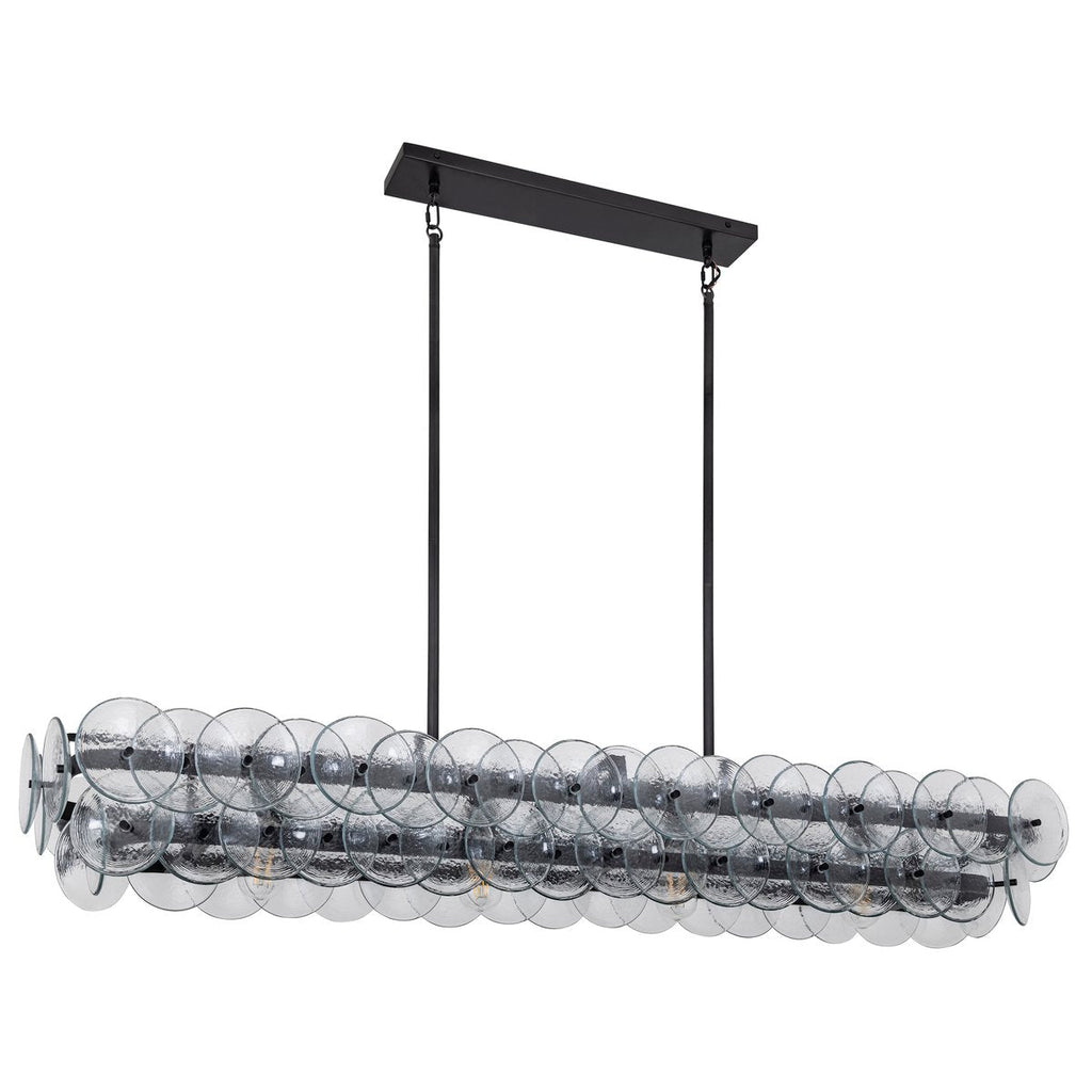 Aurora Chandelier Linear Amber Pressed Glass Disc Modern