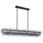 Aurora Chandelier Linear Amber Pressed Glass Disc Modern