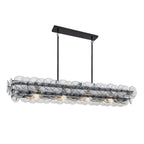 Aurora Chandelier Linear Amber Pressed Glass Disc Modern