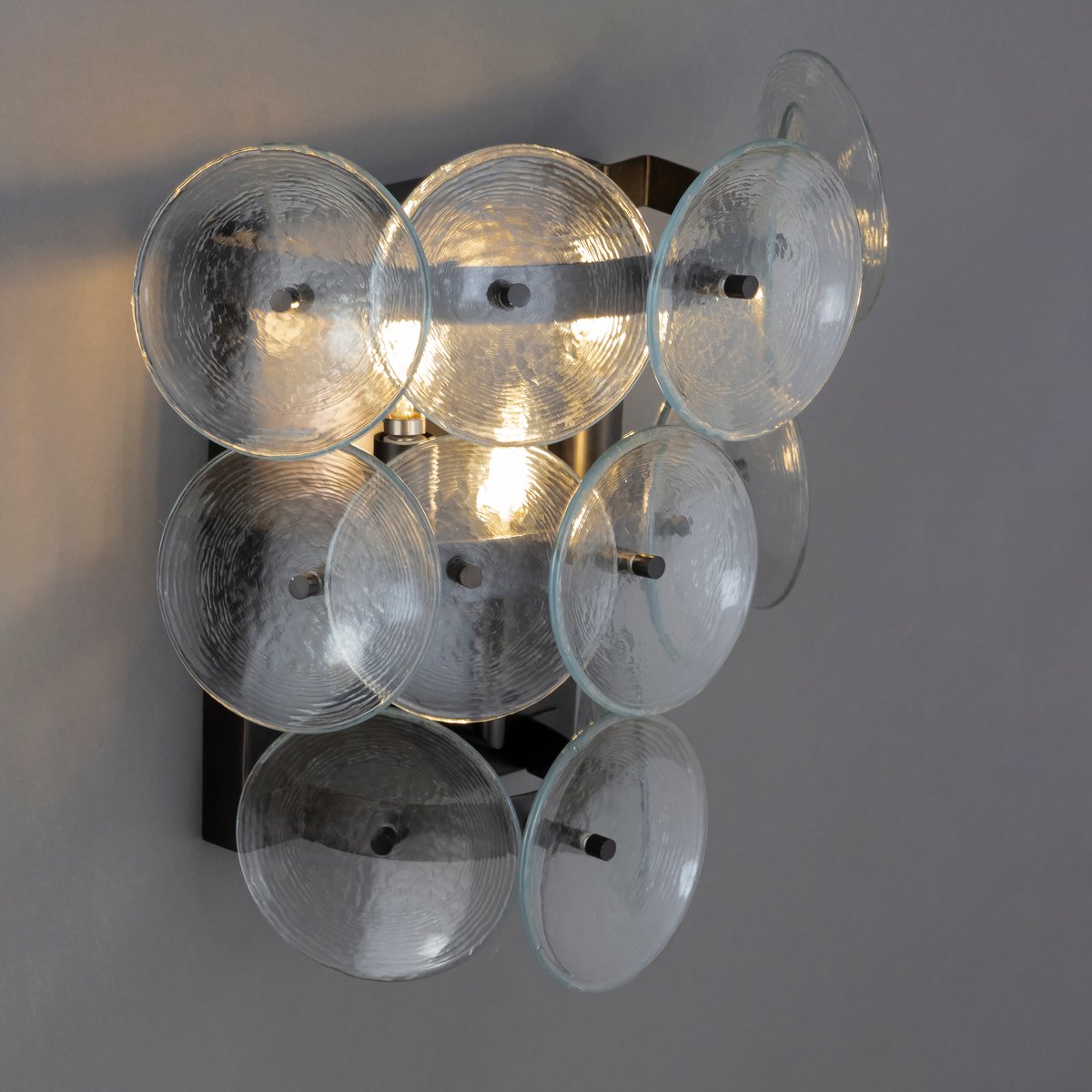 Aurora Wall Sconce Pressed Glass Disc Vintage Amber