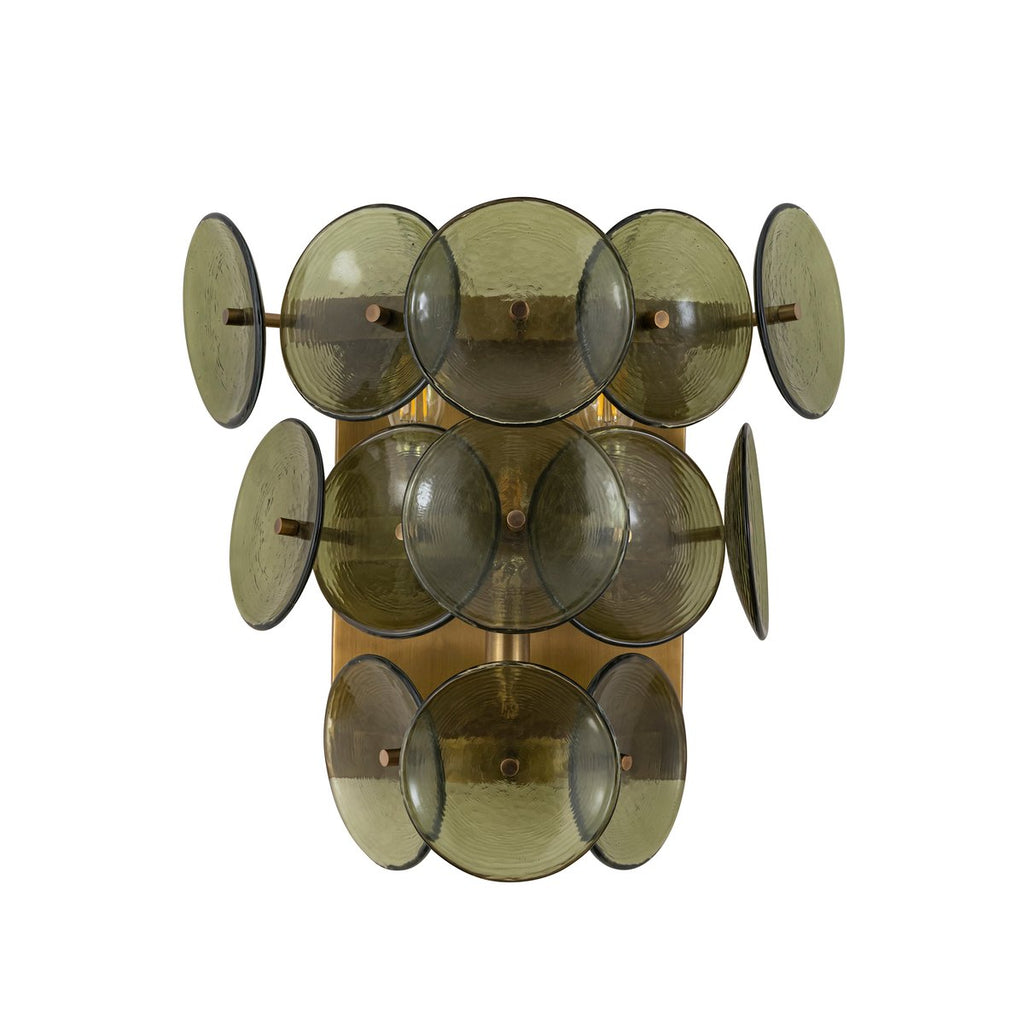 Aurora Wall Sconce Pressed Glass Disc Vintage Amber