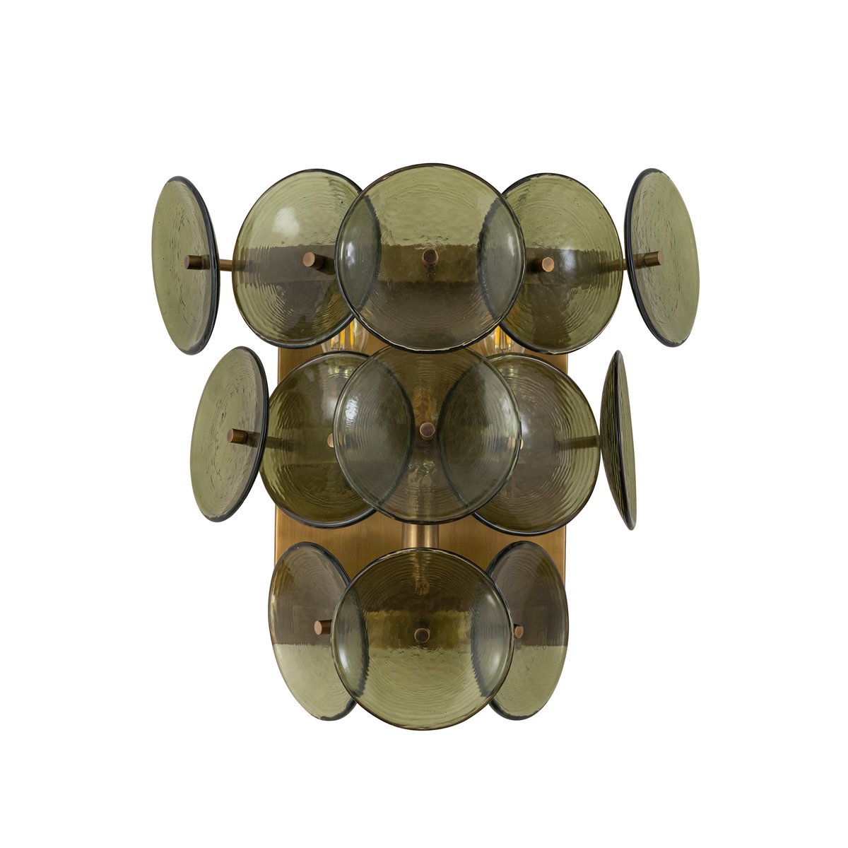 Aurora Wall Sconce Pressed Glass Disc Vintage Amber