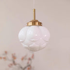 Pendant Lamp Metal and Glass Lotus Flower Shade Artistic Retro