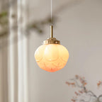 Pendant Lamp Metal and Glass Lotus Flower Shade Artistic Retro