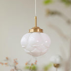 Pendant Lamp Metal and Glass Lotus Flower Shade Artistic Retro