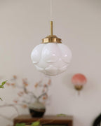 Pendant Lamp Metal and Glass Lotus Flower Shade Artistic Retro