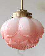 Pendant Lamp Metal and Glass Lotus Flower Shade Artistic Retro