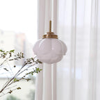 Pendant Lamp Metal and Glass Lotus Flower Shade Artistic Retro