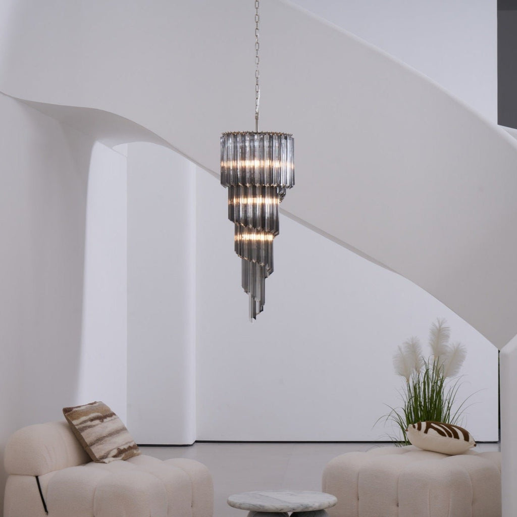 Aurora Chandelier Smoked Glass Spiral