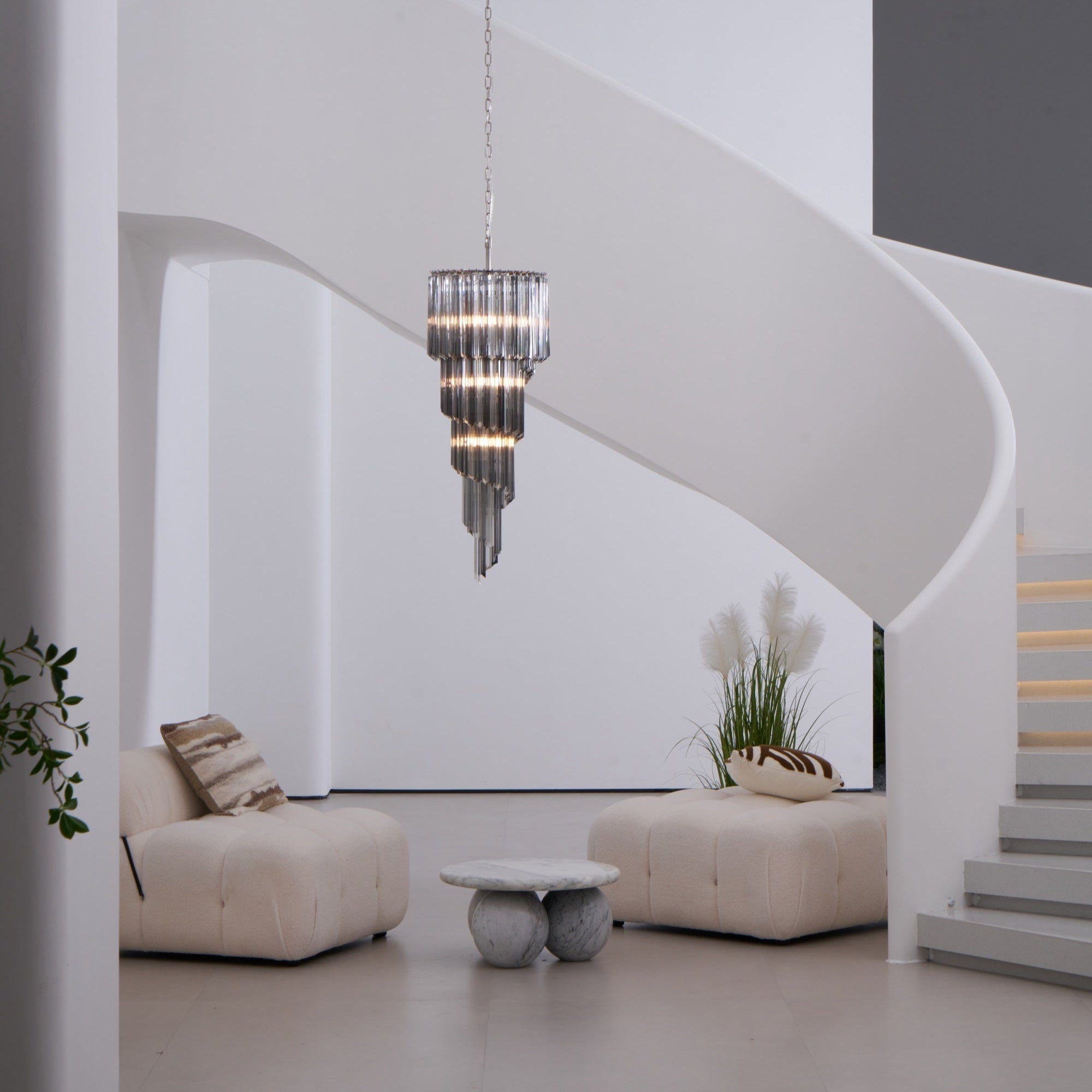 Aurora Chandelier Smoked Glass Spiral
