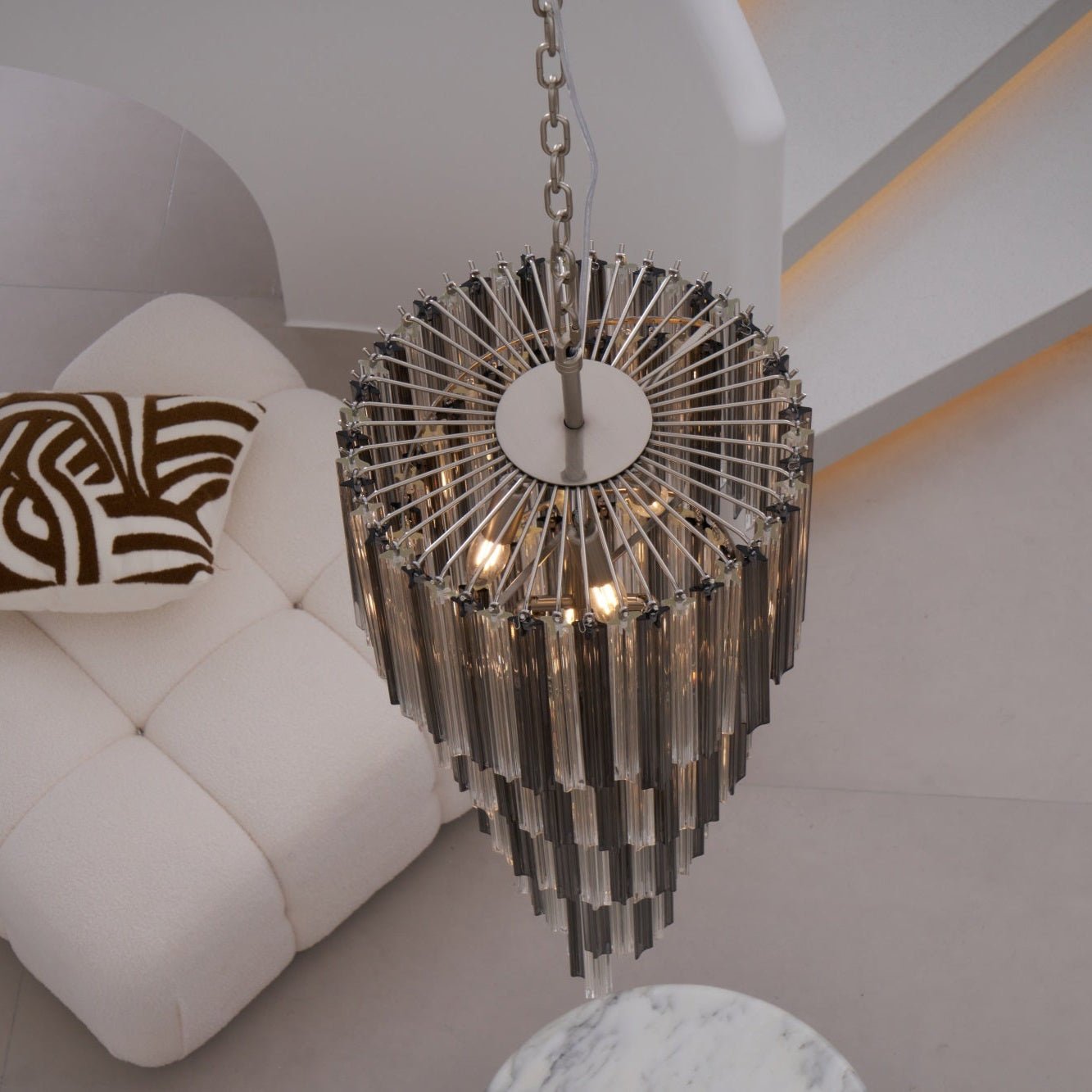Aurora Chandelier Smoked Glass Spiral