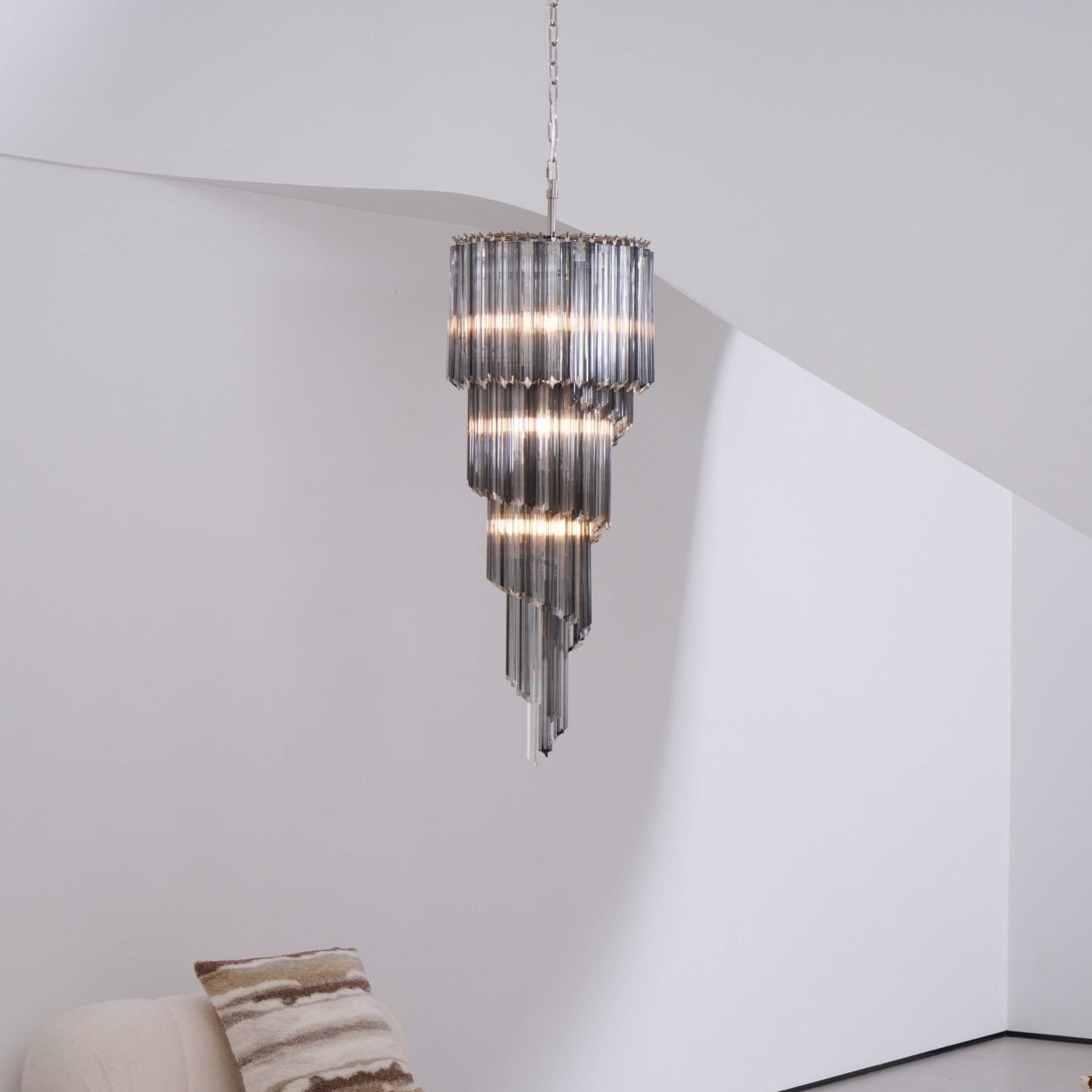 Aurora Chandelier Smoked Glass Spiral